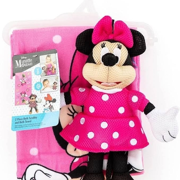 Disney Minnie Mouse Pink Stuffed Animal and Towel Set - Picture 1 of 2